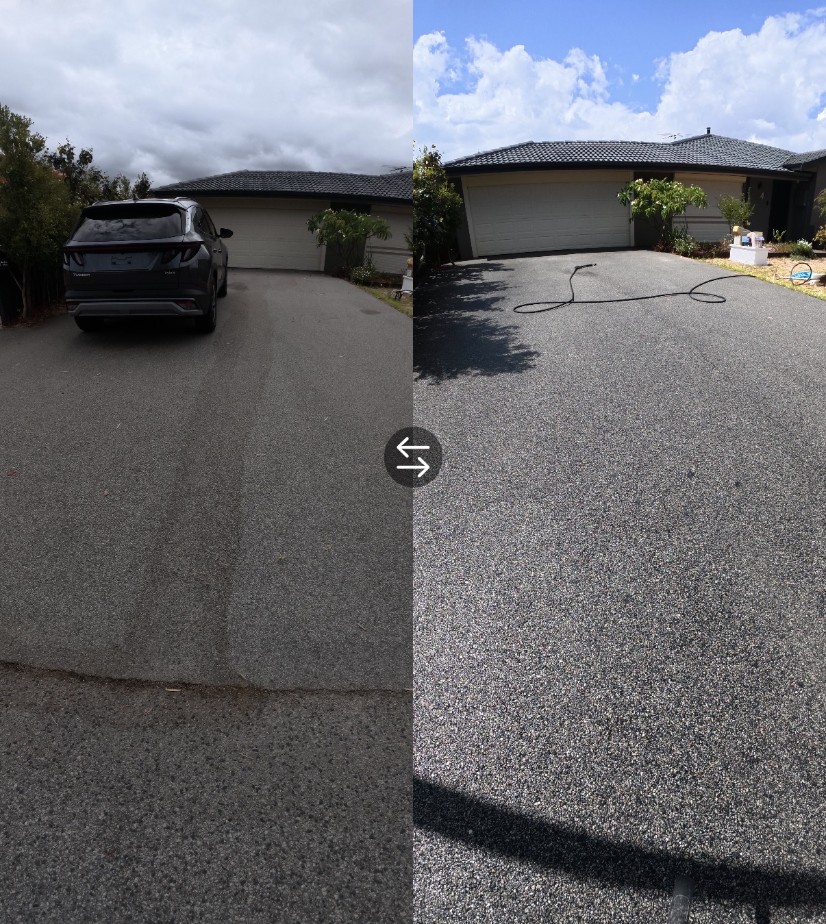 Exposed aggregate driveway cleaned
